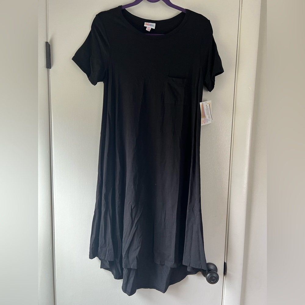 🆕 Lularoe Carly A-Line Dress Modal Cotton Solid Black Soft Girl Boho Relaxed